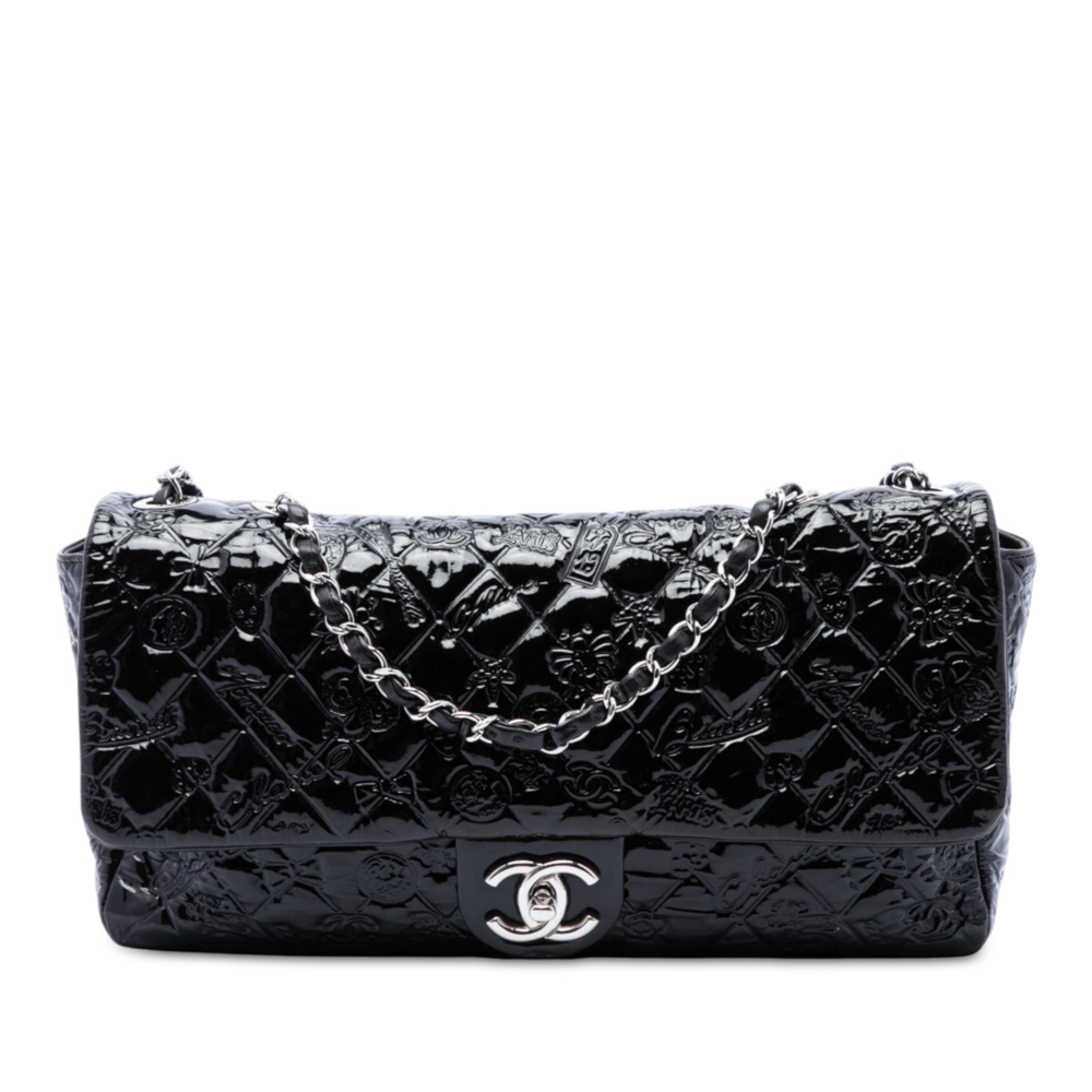 Pre-Loved Chanel Jumbo Patent Embossed Lucky Symbols Flap